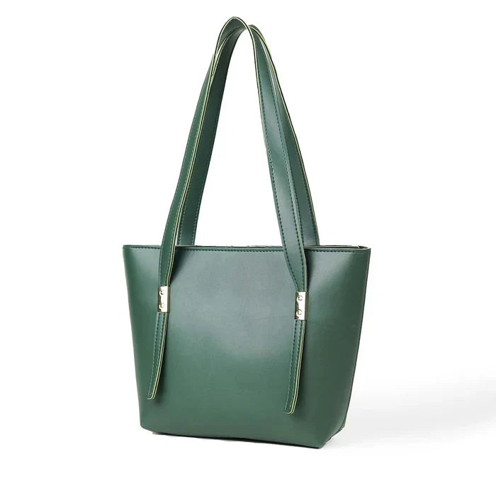 Minimalist Green Faux Leather Tote Bag