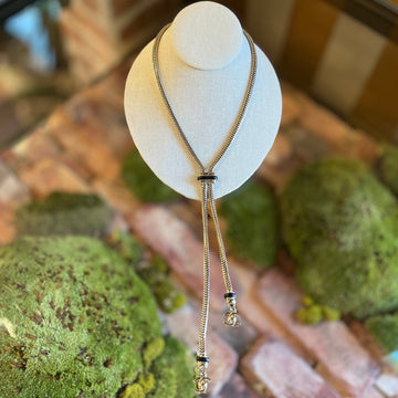 CHANEL CC Turnlock Silver Larait Metal Necklace