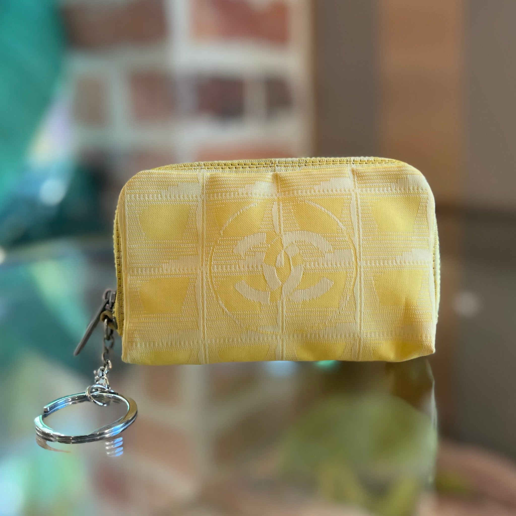 CHANEL Travel Line Yellow Nylon Key Pouch