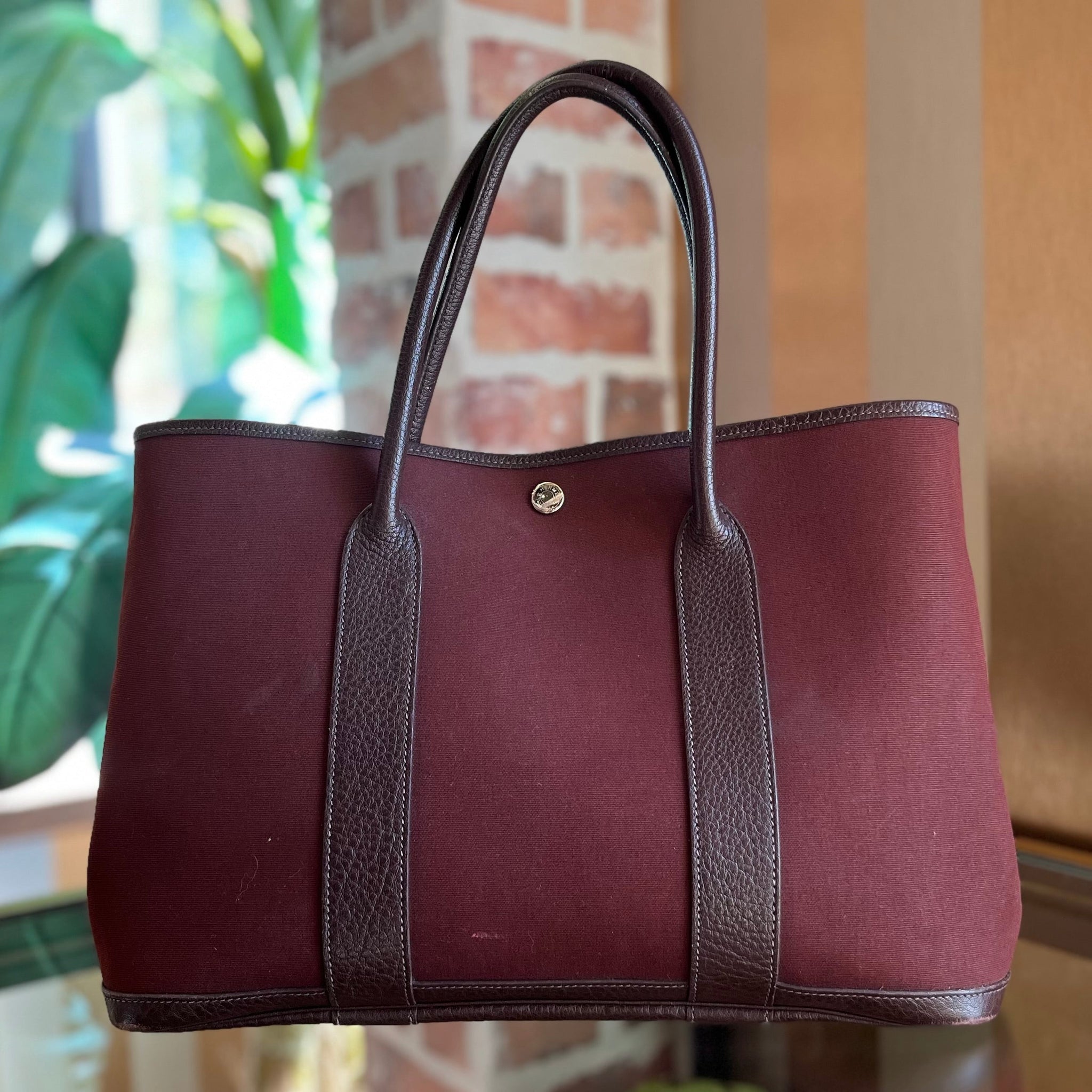 HERMES Garden Party 36 Toile Buffle Gala Tote