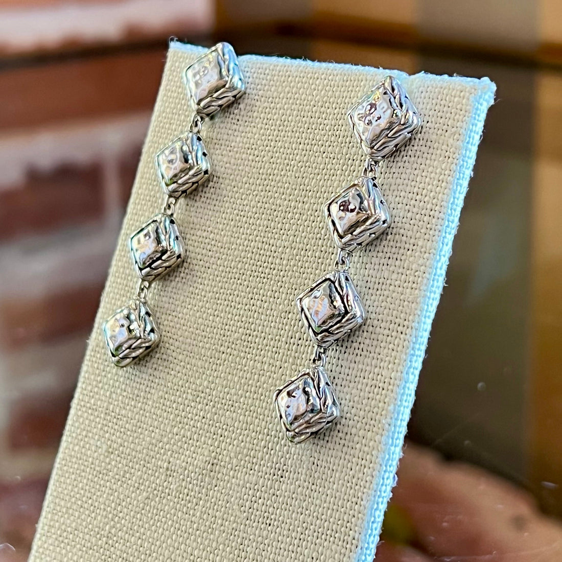 JOHN HARDY .925 Sterling Silver Palu Four Square Drop Earrings