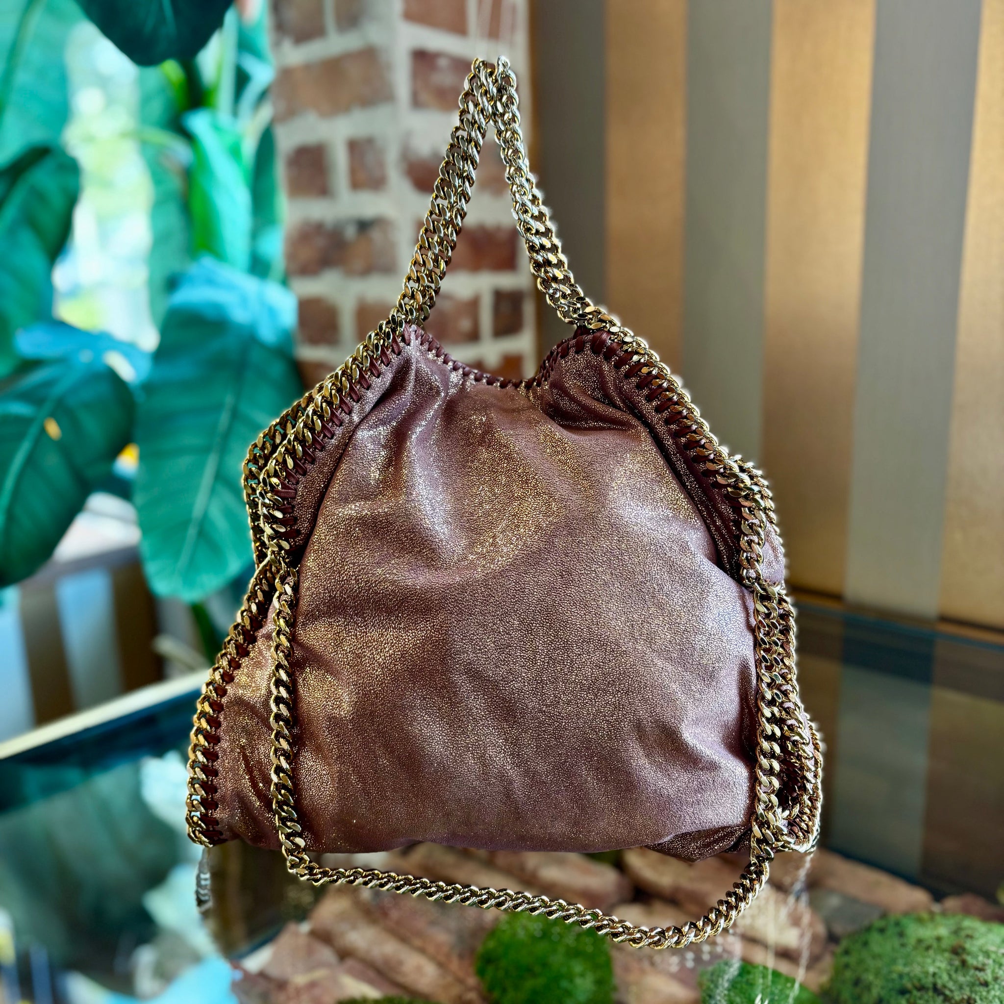 STELLA MCCARTNEY Falabella Eco Shiny Dotted Chamois Shoulder Bag