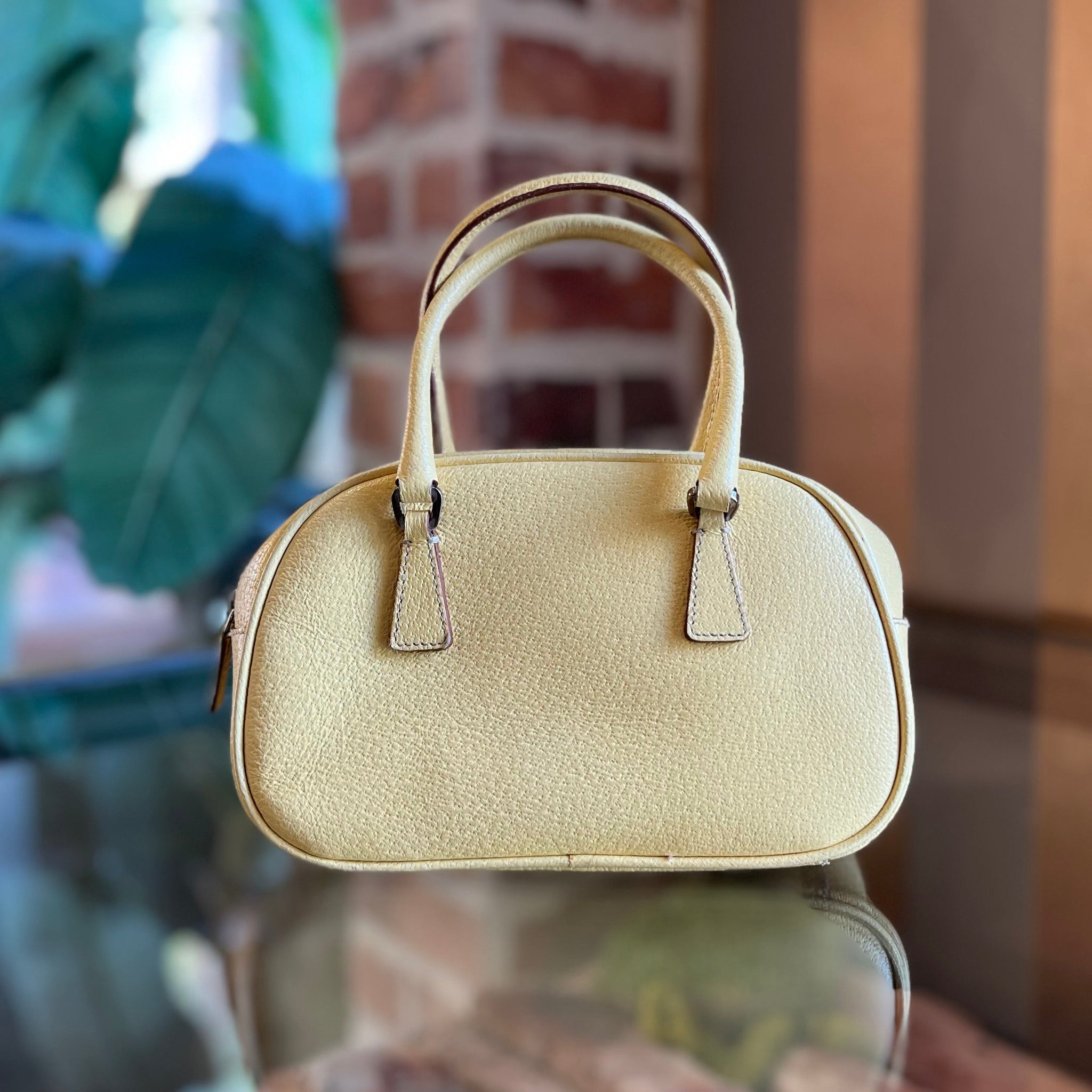 PRADA Mini Yellow Leather Satchel Bag