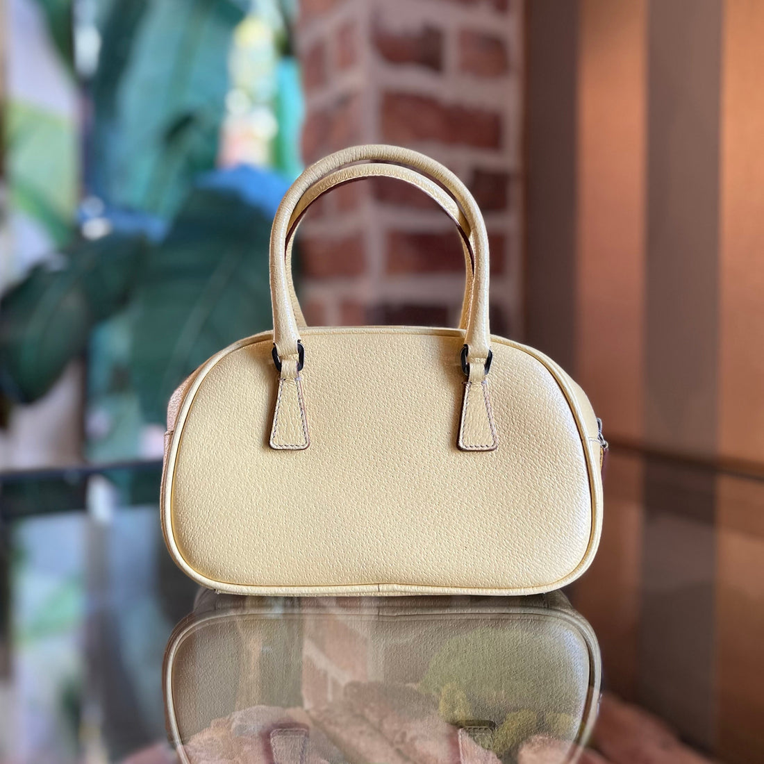 PRADA Mini Yellow Leather Satchel Bag