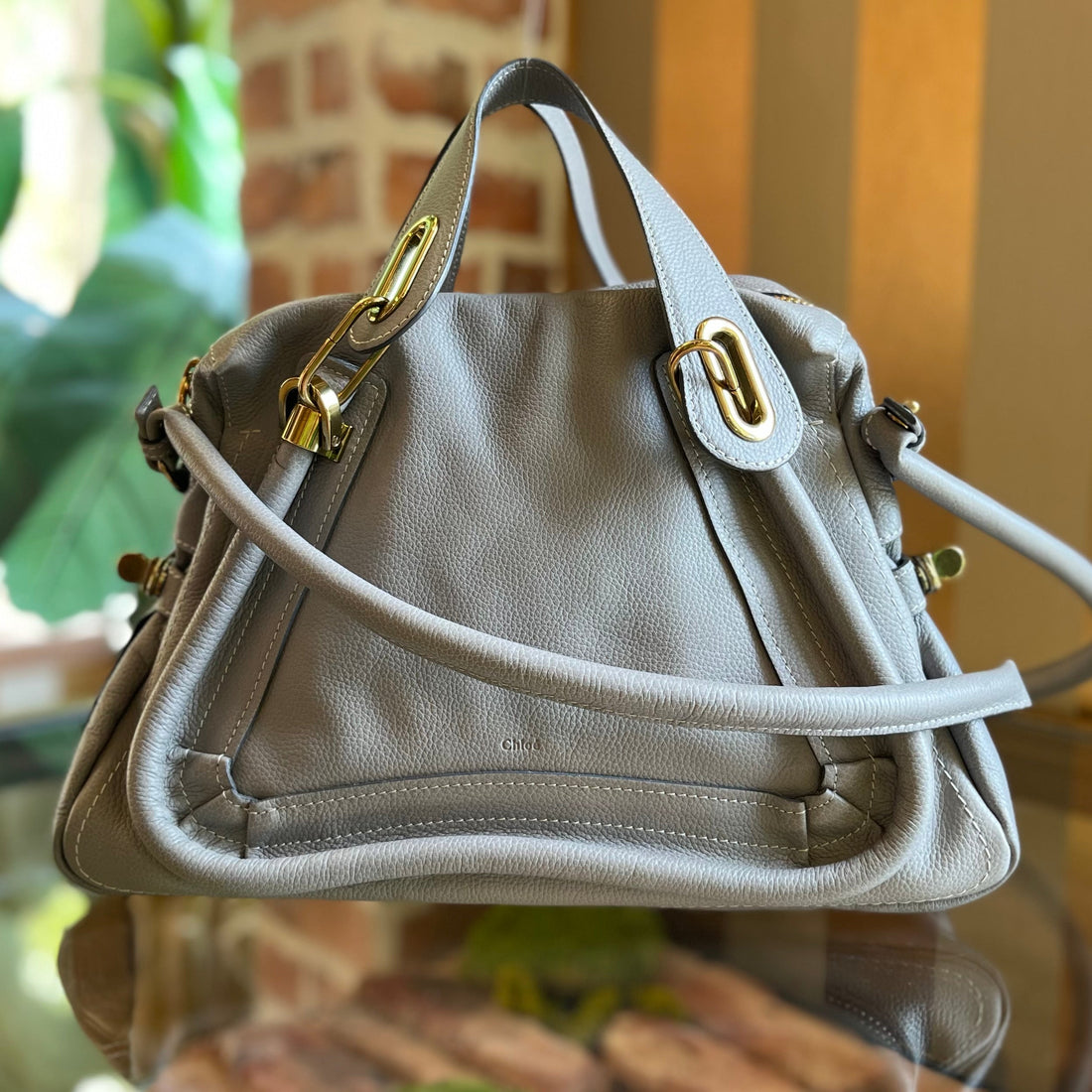 CHLOE Paraty Medium Pebbled Leather Shoulder Bag