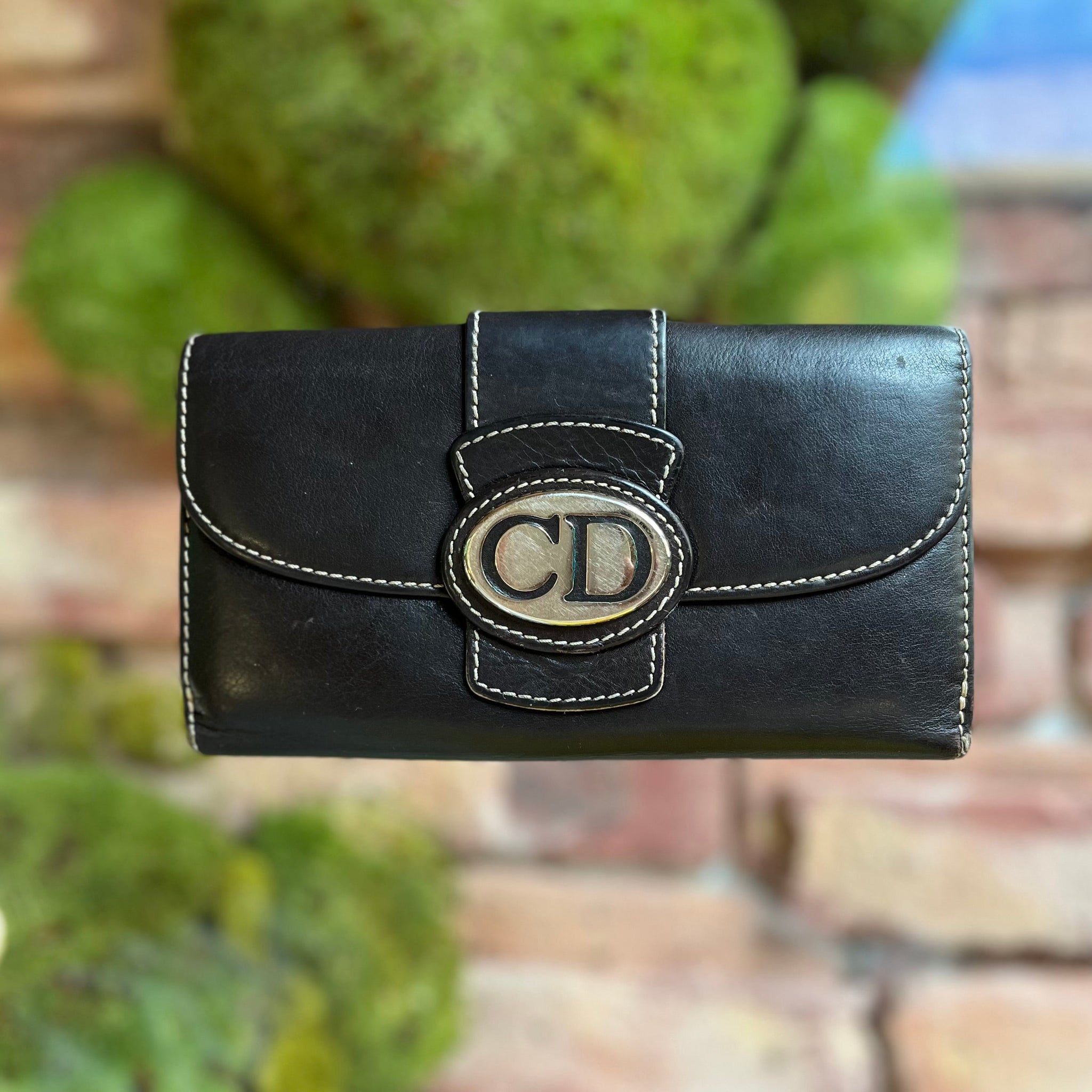 CHRISTIAN DIOR Brown Leather Vintage Wallet