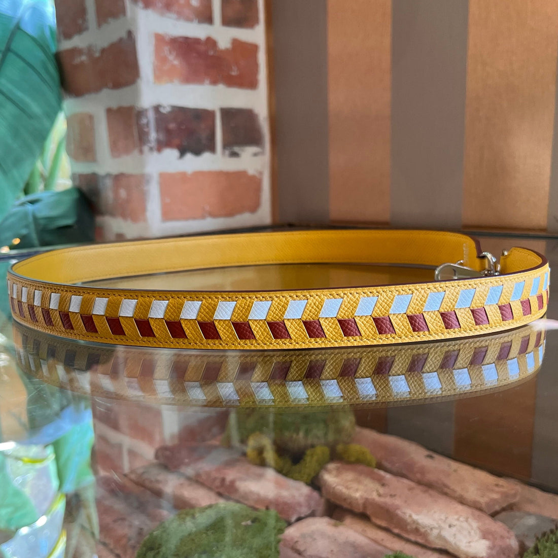 HERMES 25MM Ambre Epsom Leather Tressage Shoulder Strap