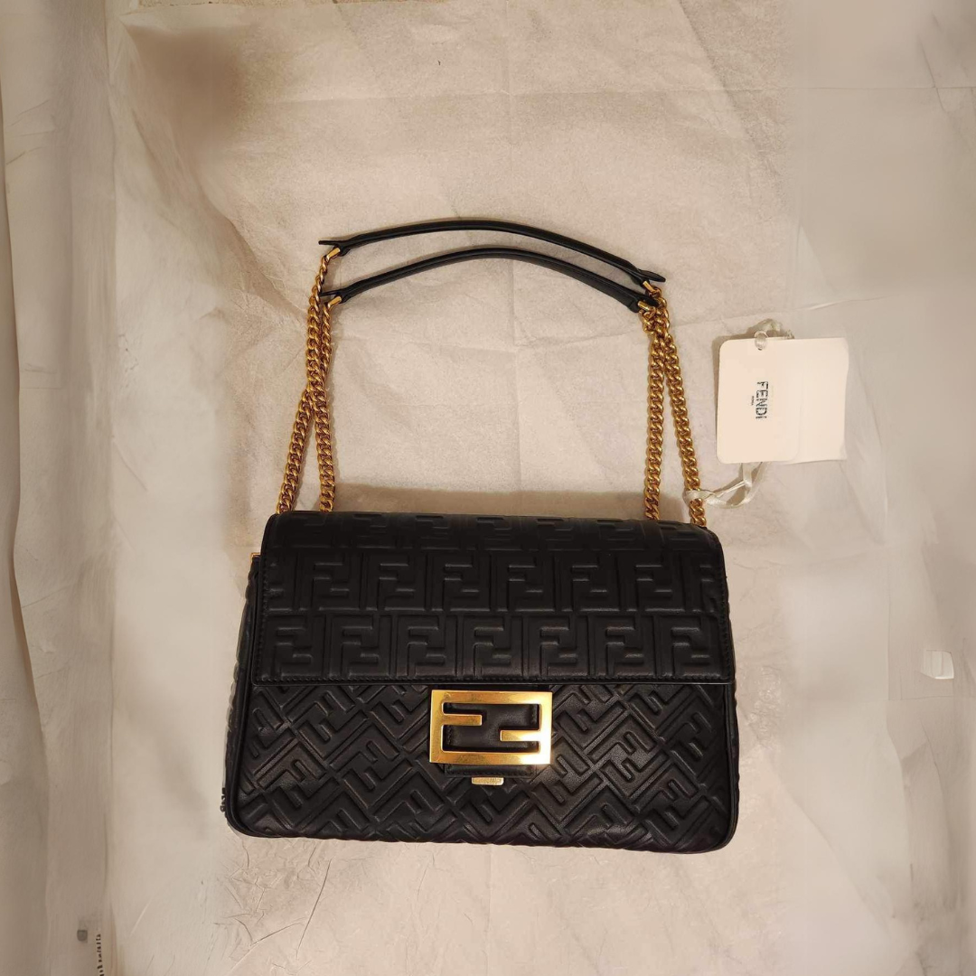 Black Nappa Leather Baguette