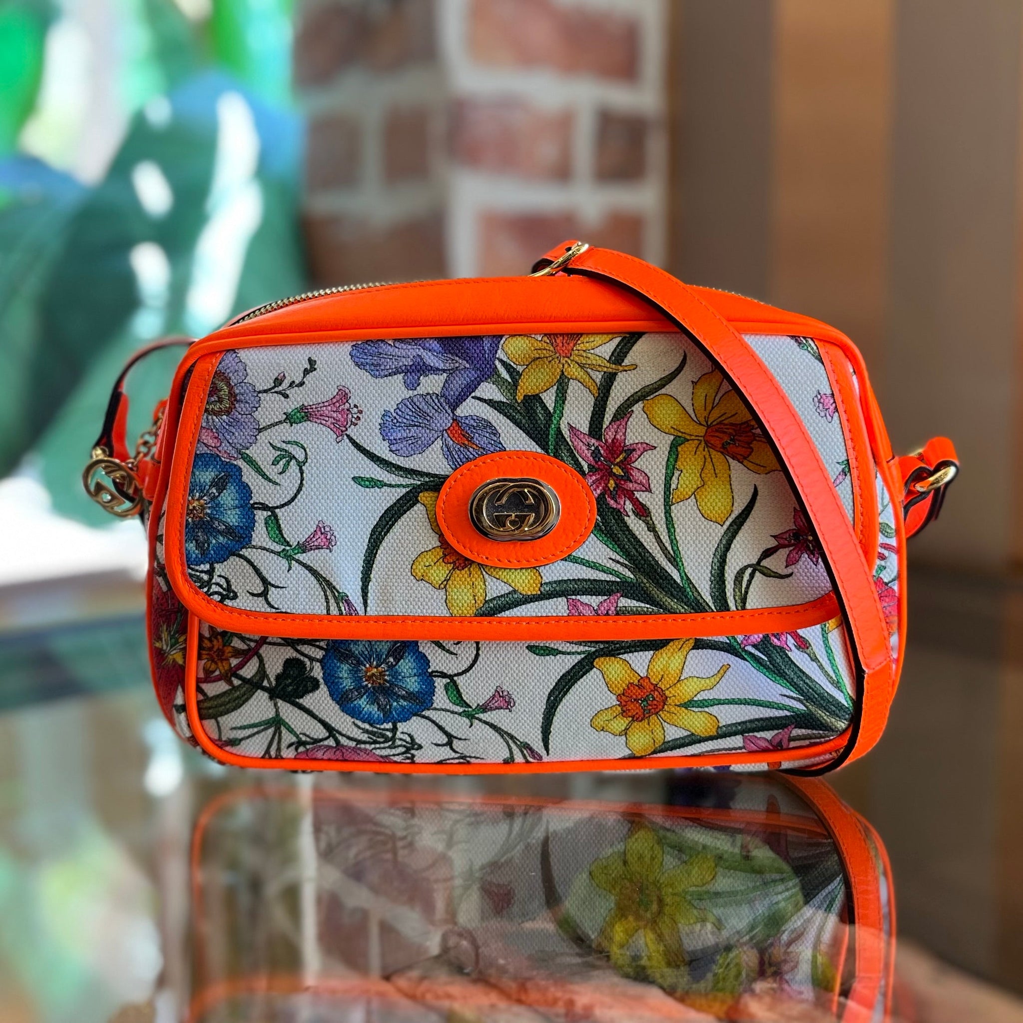 GUCCI Canvas Flora Floral Shoulder Bag