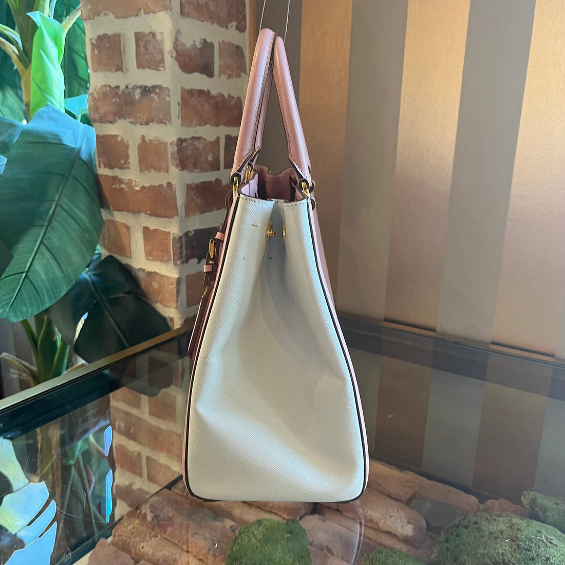 PRADA Galleria Pink Bicolor Saffiano Large Tote
