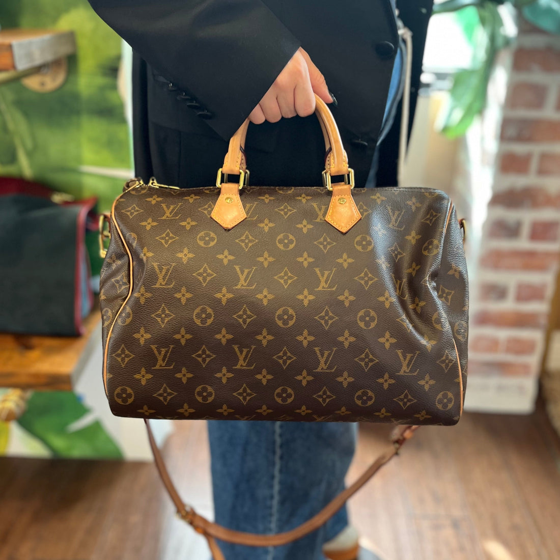 LOUIS VUITTON Speedy 35 Monogram Canvas Bandouliere Satchel