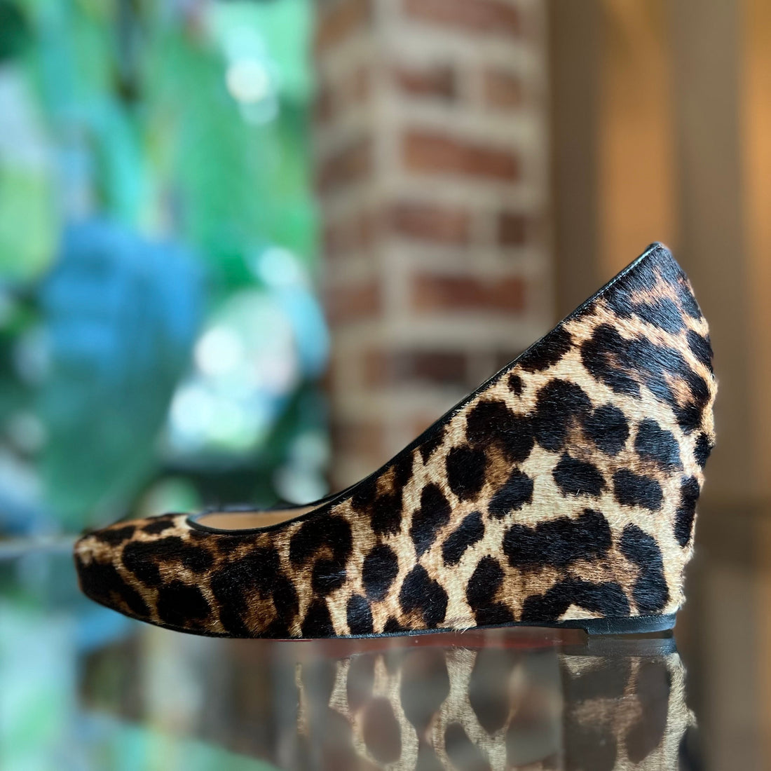 CHRISTIAN LOUBOUTIN Melissa Pony Hair Leopard Print Wedges SZ36.5(6.5US)