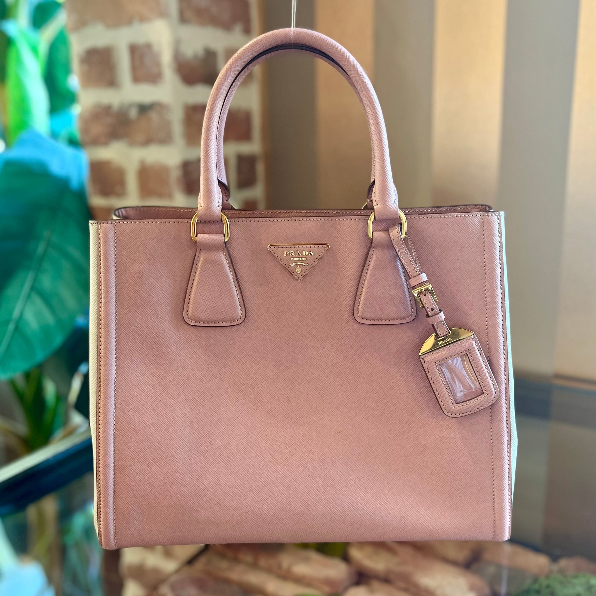PRADA Galleria Pink Bicolor Saffiano Large Tote