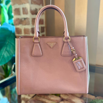 PRADA Galleria Pink Bicolor Saffiano Large Tote