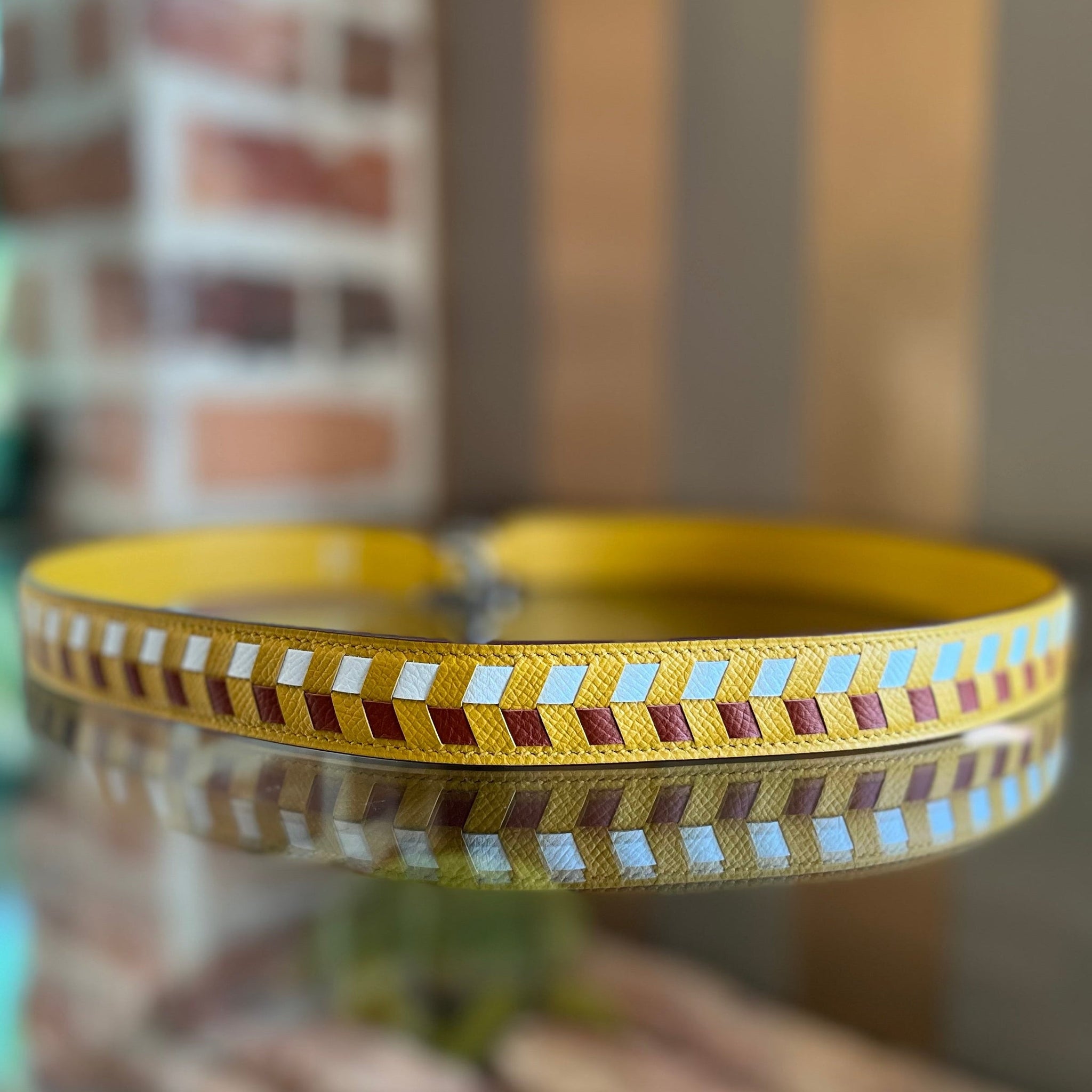 HERMES 25MM Ambre Epsom Leather Tressage Shoulder Strap