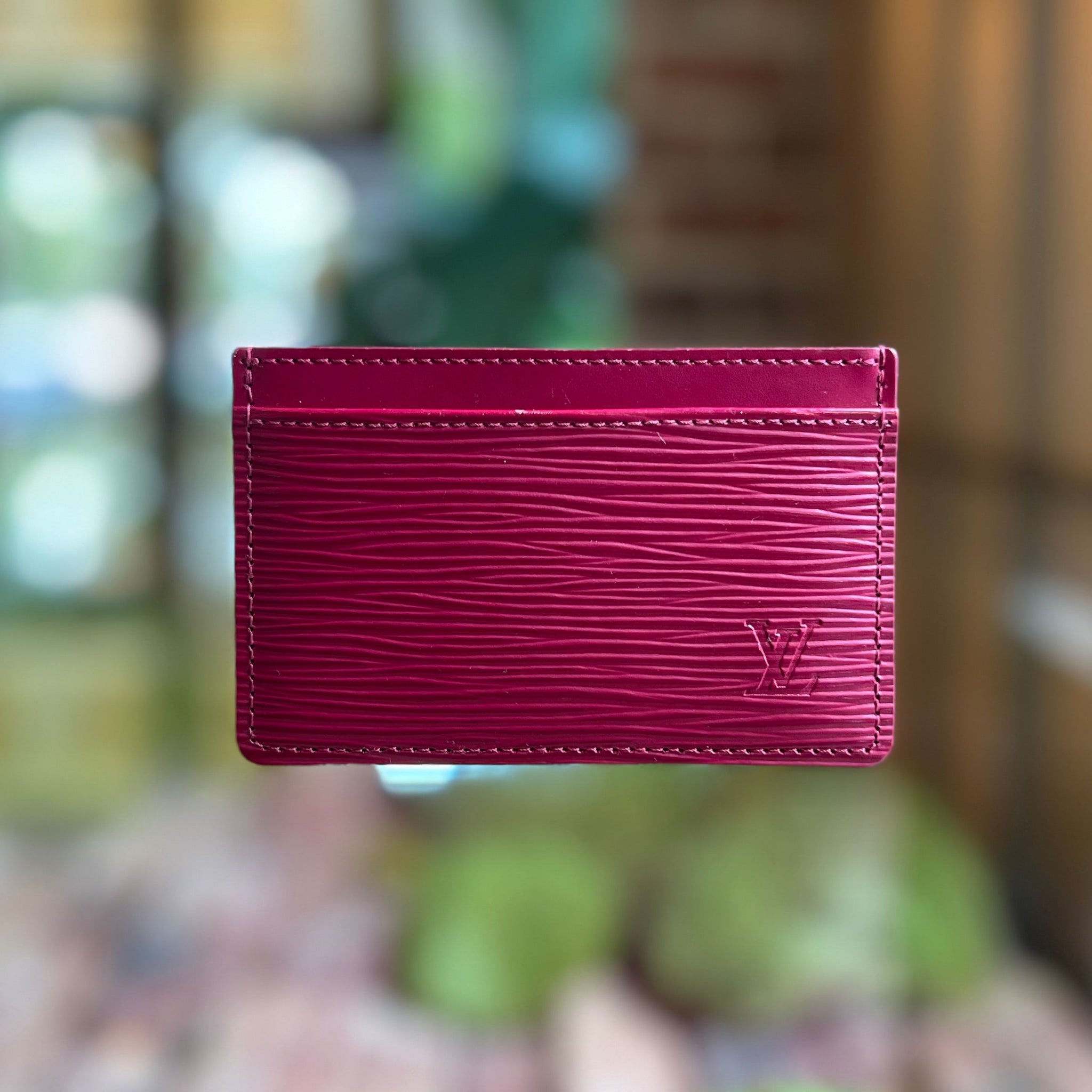 LOUIS VUITTON Burgundy Epi Card Case