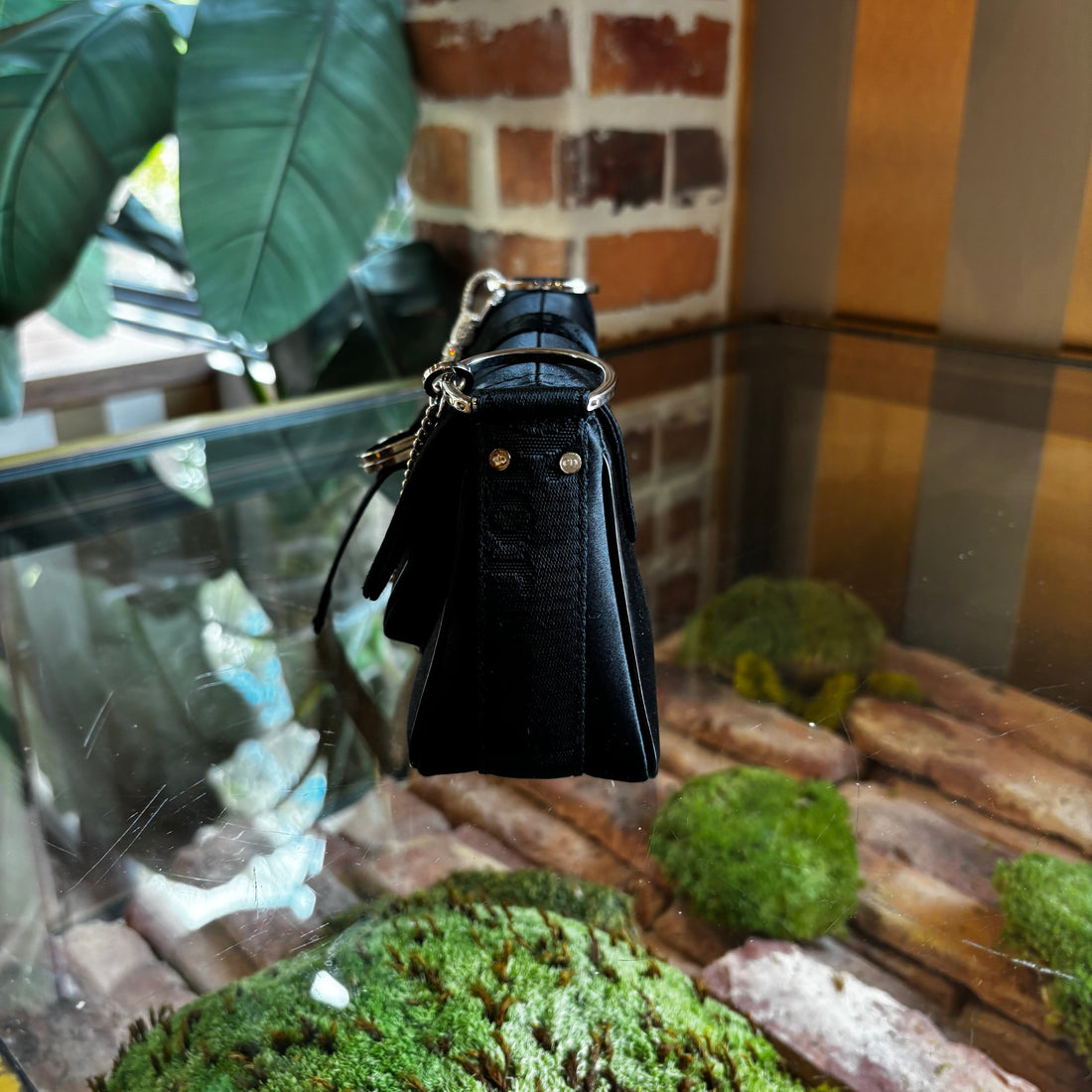 DIOR Hardcore Crystal-Embellished Black Satin Bag