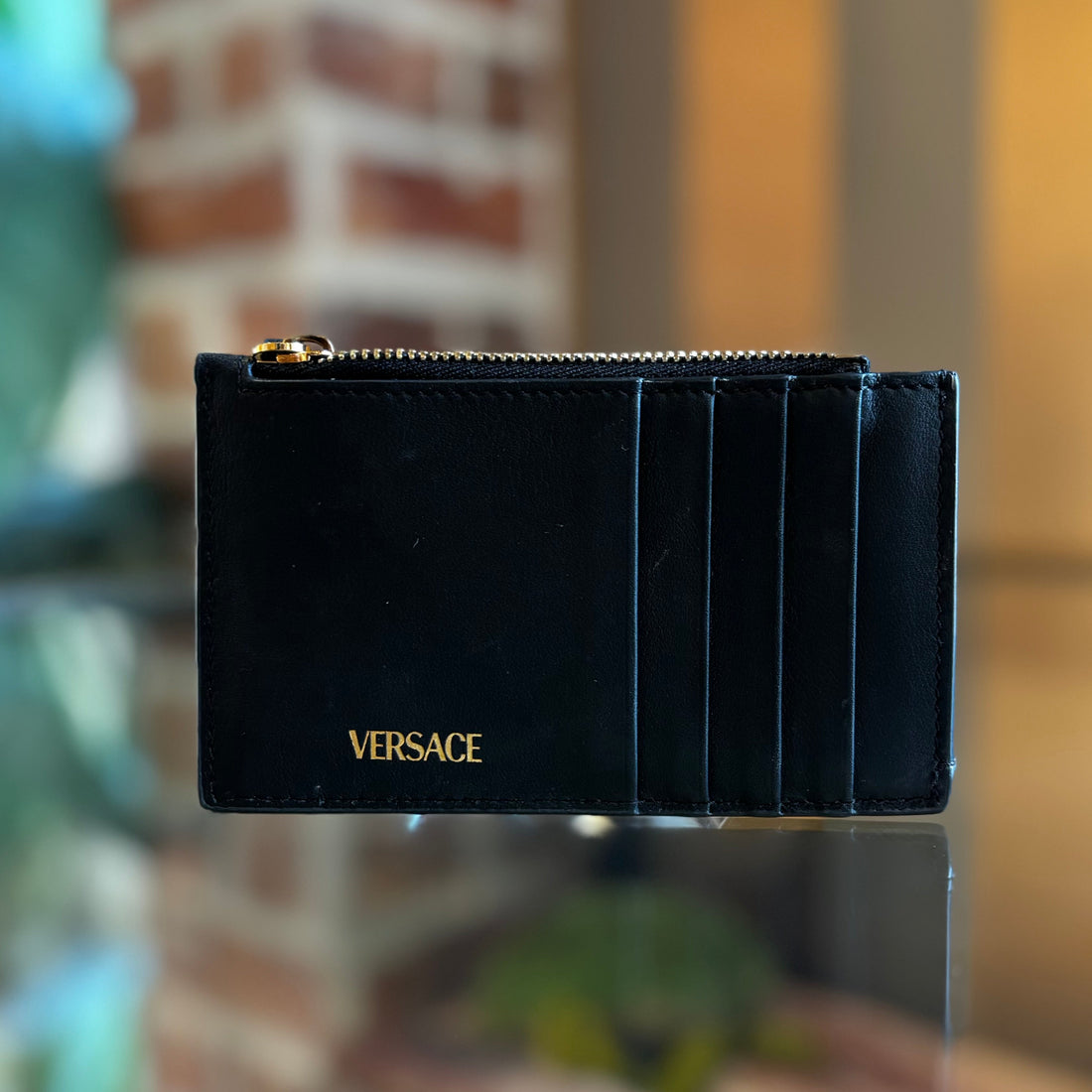 VERSACE Black Leather Medusa Head Wallet