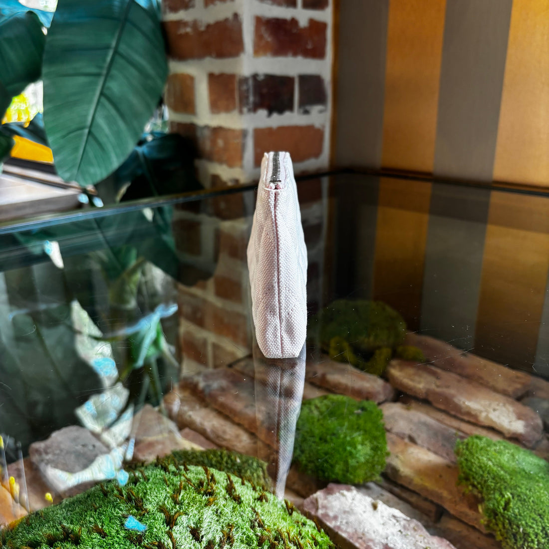 CHANEL Light Pink Quilted Canvas Cosmetic Bag