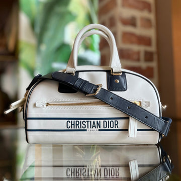 CHRISTIAN DIOR Dior Vibe Small White Calfskin Zip Satchel