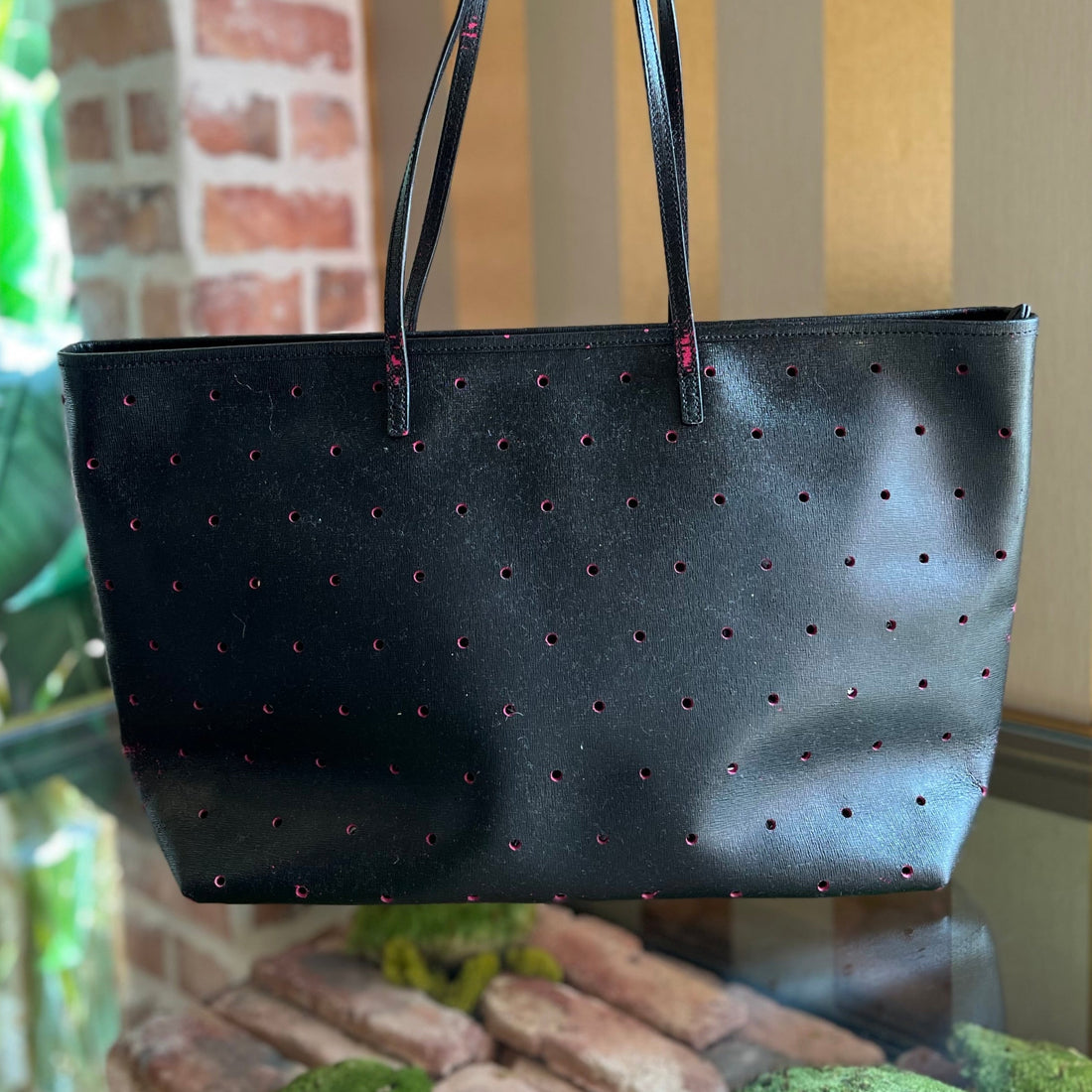 FENDI Roll Medium Vitello Perforated Leather Tote Bag