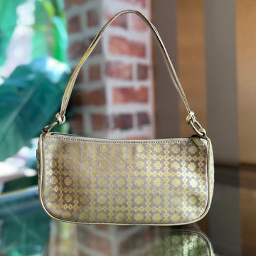 CELINE Metallic Gold Suede Leather Vintage Shoulder Bag