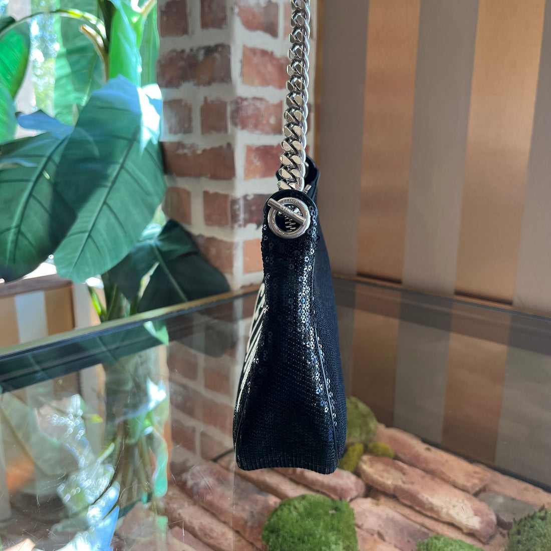 CELINE Sequins Ava Black Shoulder Bag