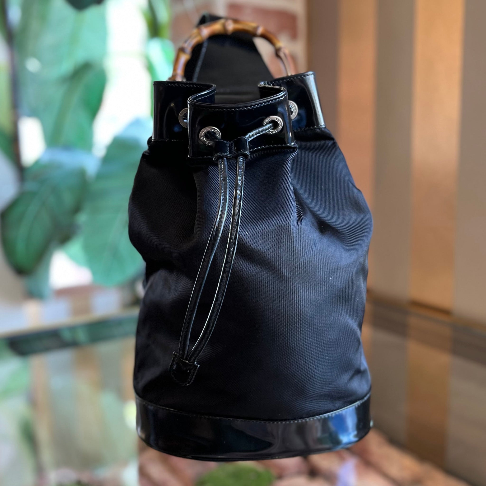 GUCCI Bamboo Sling Nylon Vintage Shoulder Bag