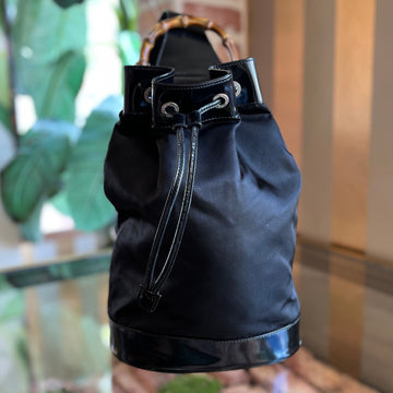 GUCCI Bamboo Sling Nylon Vintage Shoulder Bag