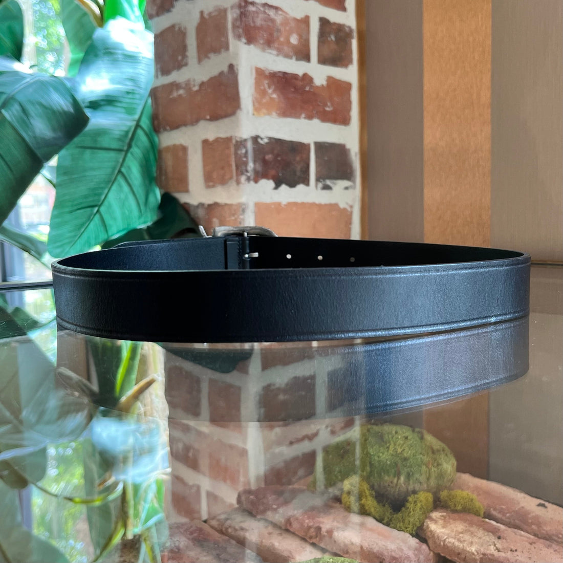 SAINT LAURENT Celtique Monogram Leather Belt