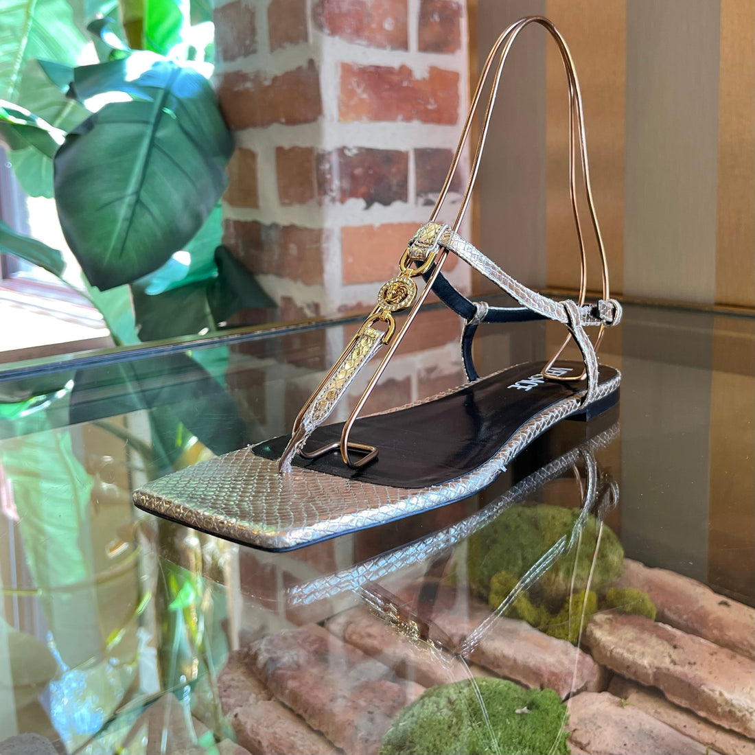 VERSACE Medusa 95 Python Embossed Leather Sandals 39.5(9.5US)