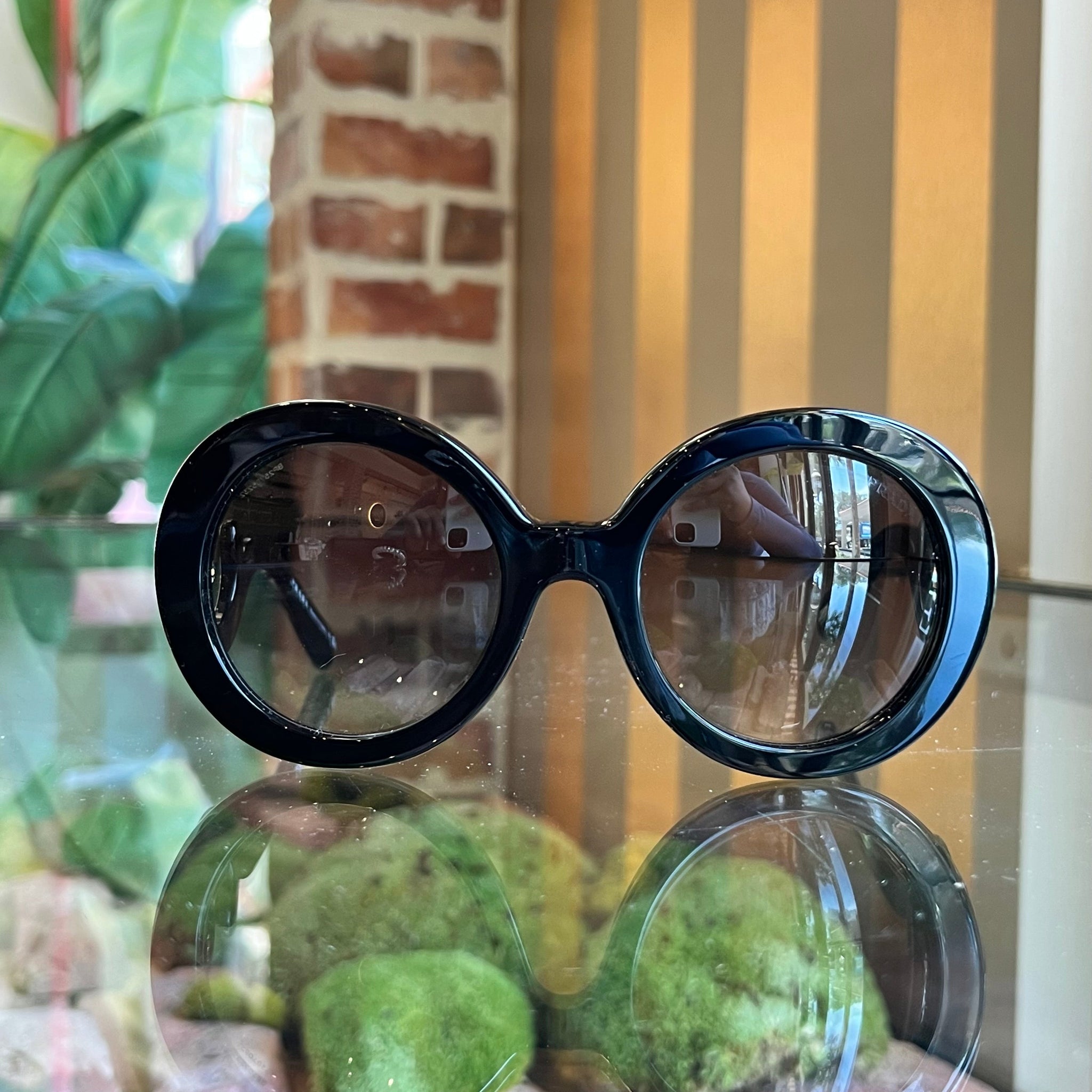 PRADA SPR27N Acetate Baroque Round Sunglasses