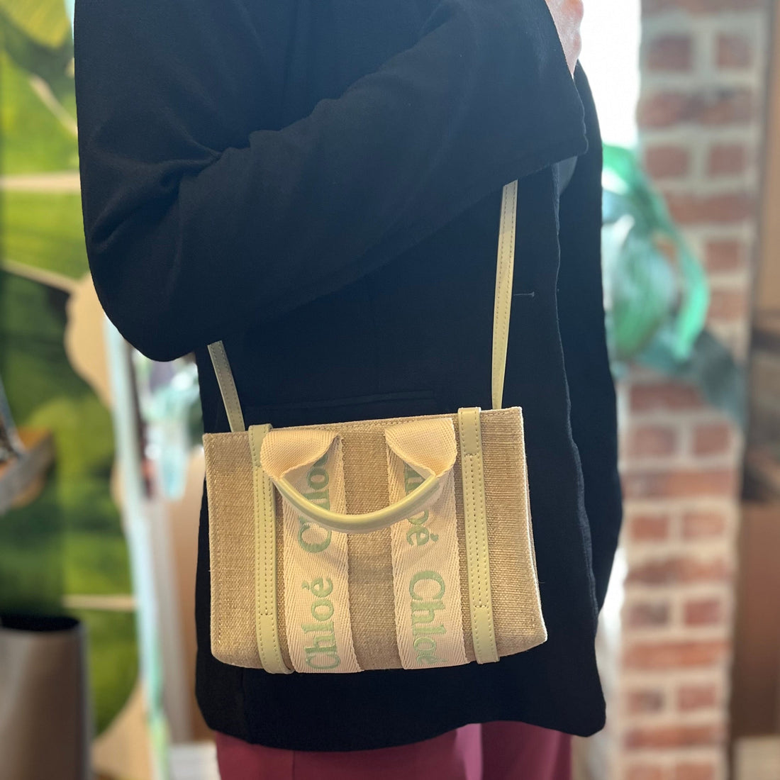 CHLOE Canvas Mint Green Mini Woody Tote