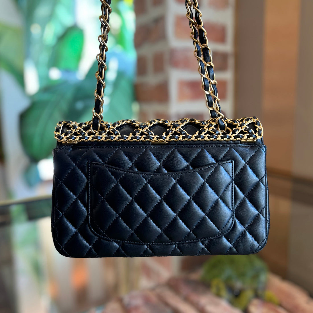 CHANEL Double Flap Classic Chained Lambskin Timeless Shoulder Bag