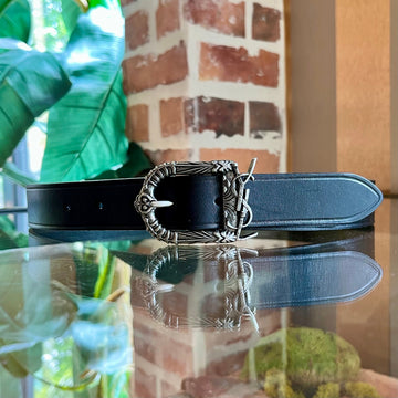 SAINT LAURENT Celtique Monogram Leather Belt