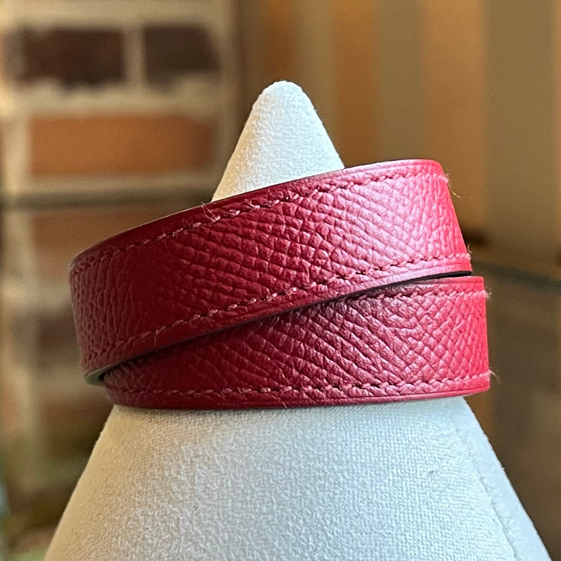 HERMES Drag Double Tour Epsom Calfskin Bracelet SZT1(XS US) TS4033