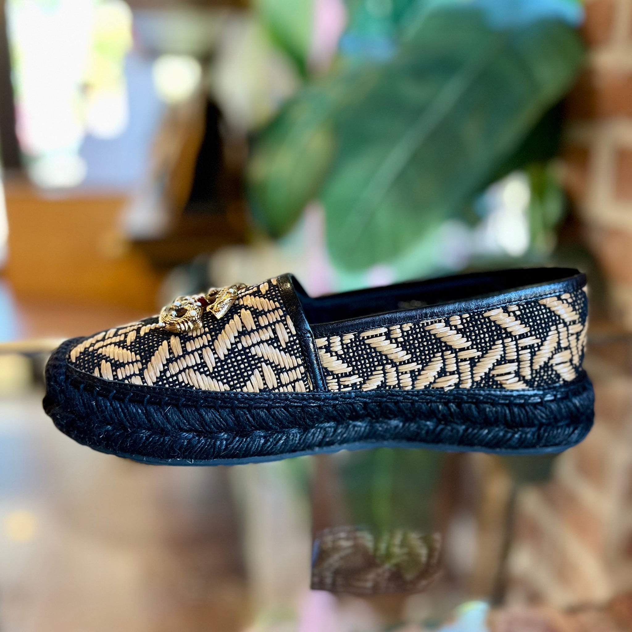 DOLCE & GABBANA Black and Tan Espadrilles 39