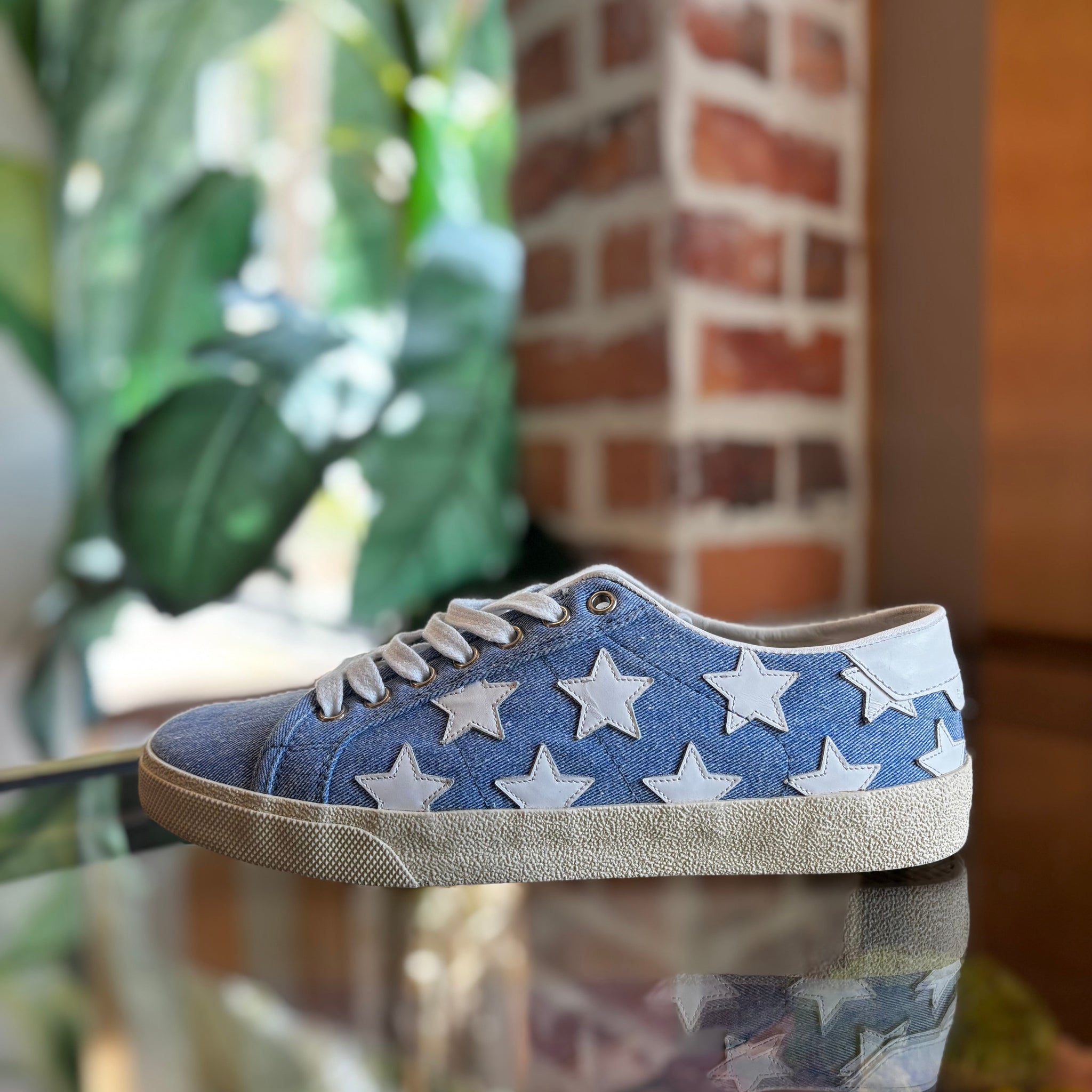 SAINT LAURENT Denim Star Court Sneakers