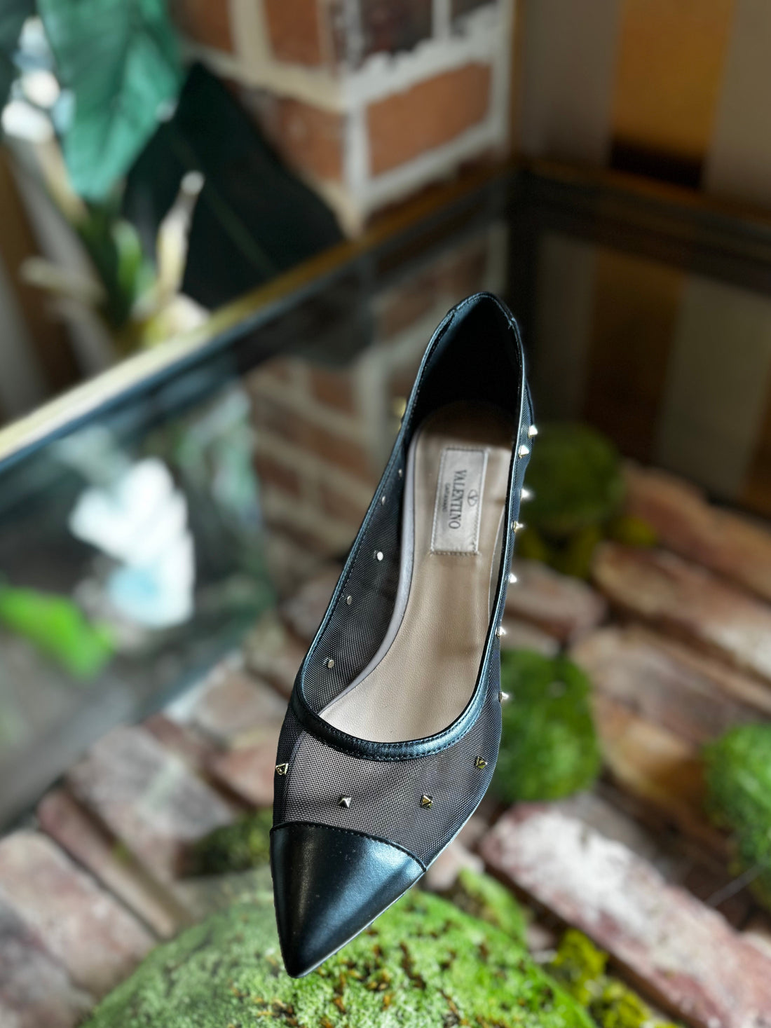 VALENTINO Mesh Embellished Shining Low Pumps