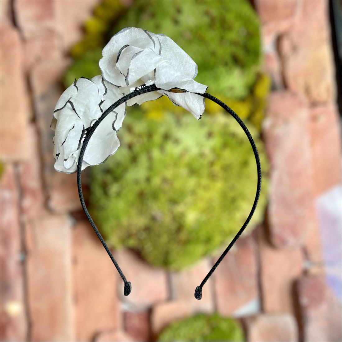 CHANEL Camellia CC Black White Fabric Headband