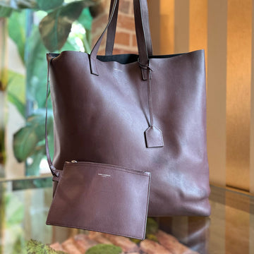 SAINT LAURENT Shopping Large Burgundy Leather Tote Bag ADI11212