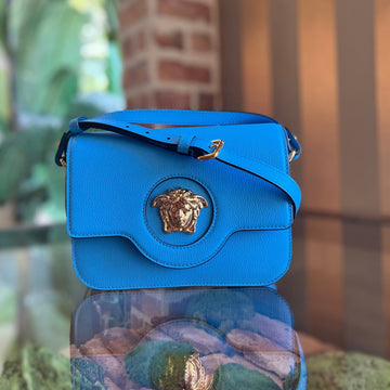 VERSACE La Medusa Small Leather Flap Shoulder Bag