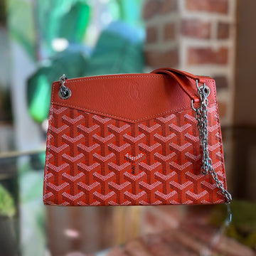 GOYARD Sac Rouette Structured Mini Orange Goyardine Canvas Chevroches Calfskin Shoulder Bag