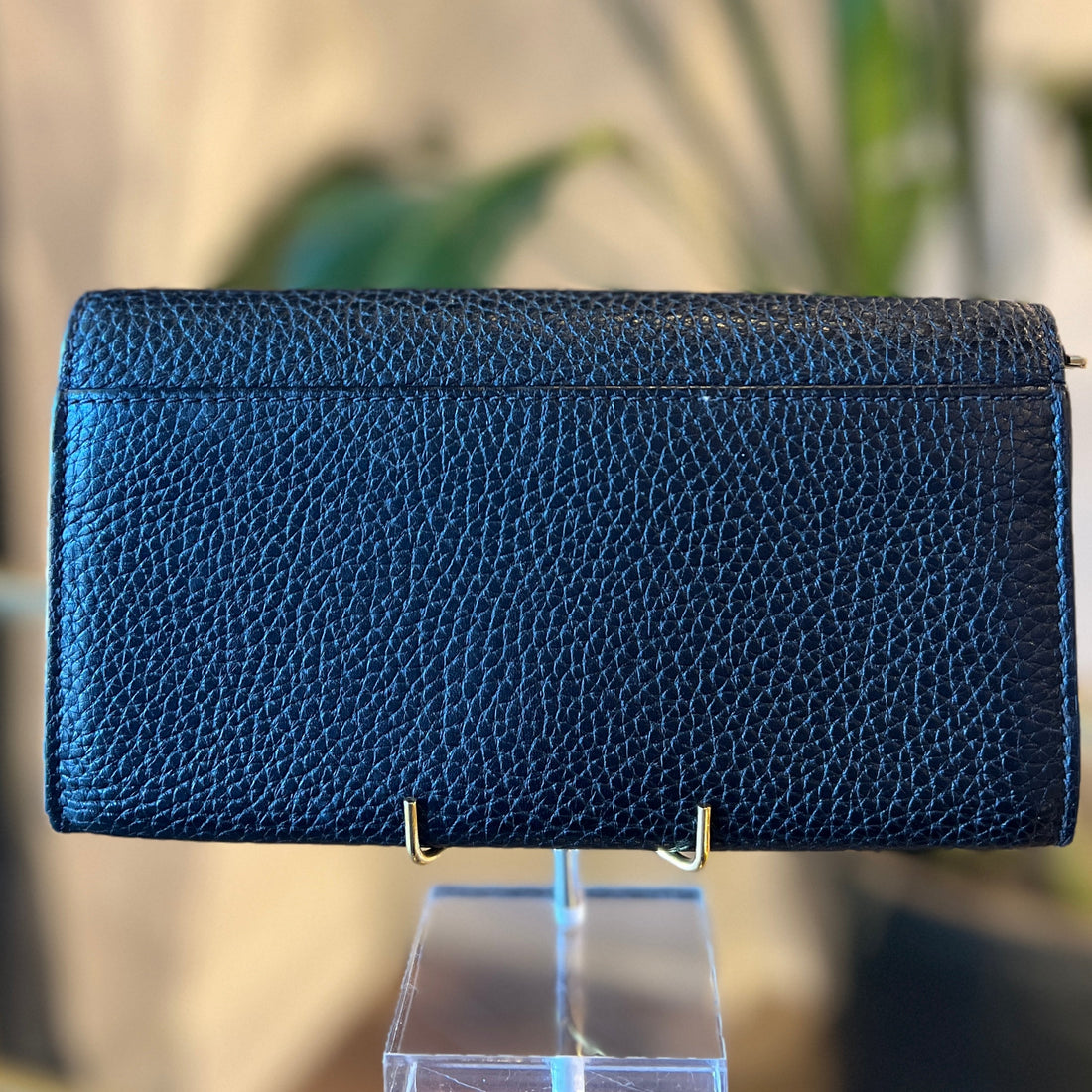 BURBERRY Grained Calfskin Long Flap Wallet