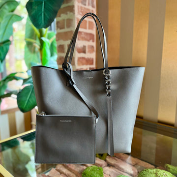 ALEXANDER MCQUEEN Gray Leather Tote