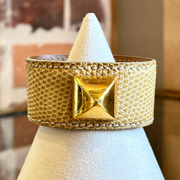 HERMES Medor Stud Shiny Varanus Niloticus Lizard Bracelet TS3988