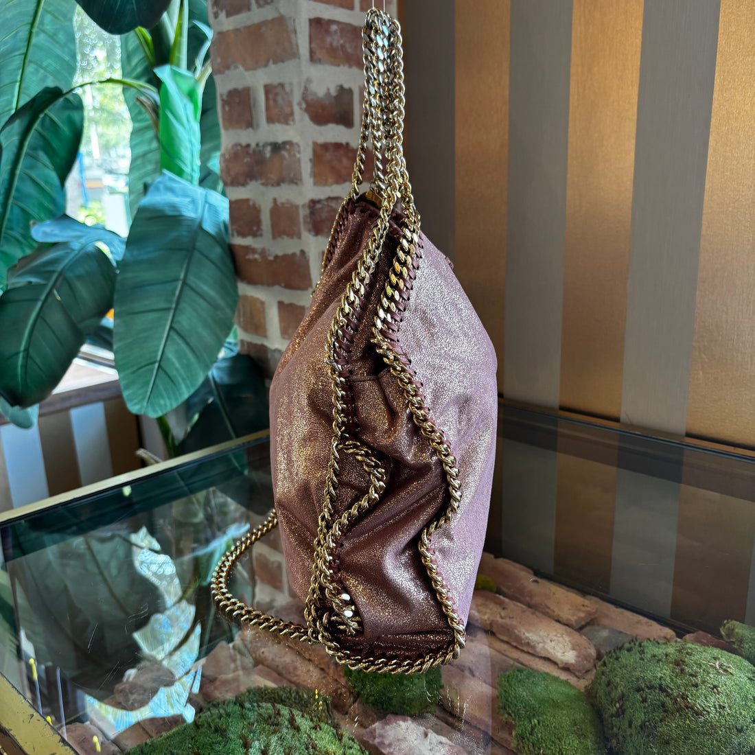 STELLA MCCARTNEY Falabella Eco Shiny Dotted Chamois Shoulder Bag