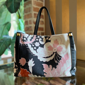 VALENTINO Floral Print Canvas Tote