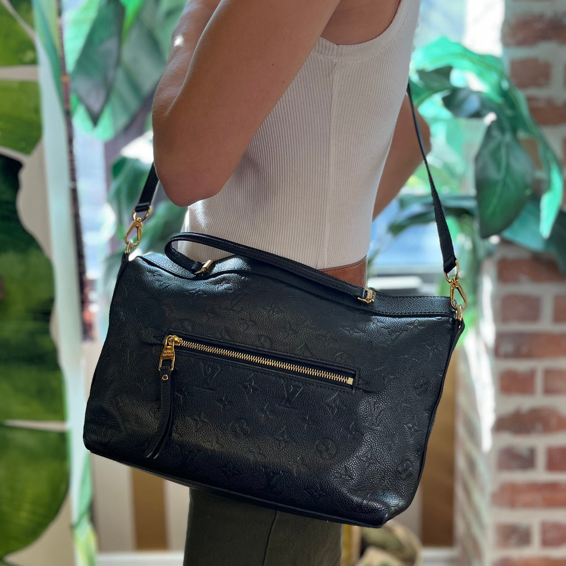 LOUIS VUITTON Bastille PM Black Monogram Empreinte Leather Tote Bag