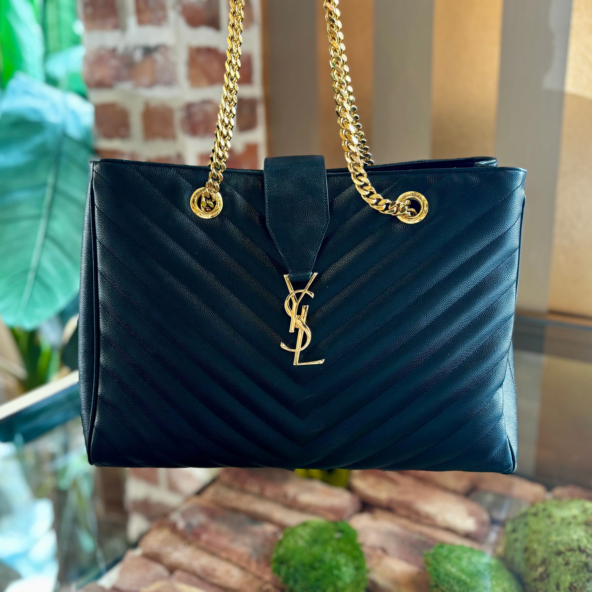 SAINT LAURENT Classic Monogram Matelasse Tote